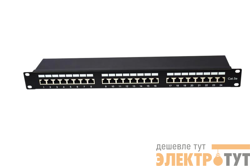 Патч-панель 19дюйм 1U кат.5E экранир. 24 порта RJ-45 Dual IDC TOKOV ELECTRIC TKE-PP-5E-1U-24P-STP