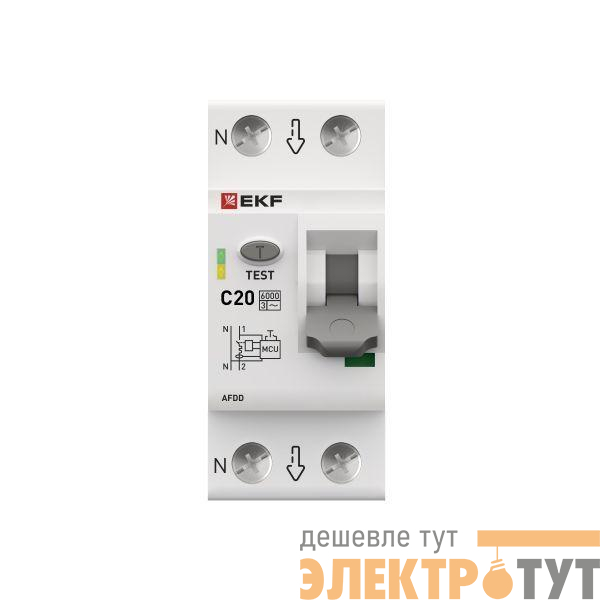 Устройство защиты от дугового пробоя 1P+N C 20А 6кА УЗДП PROxima EKF afdd-2-20C-pro